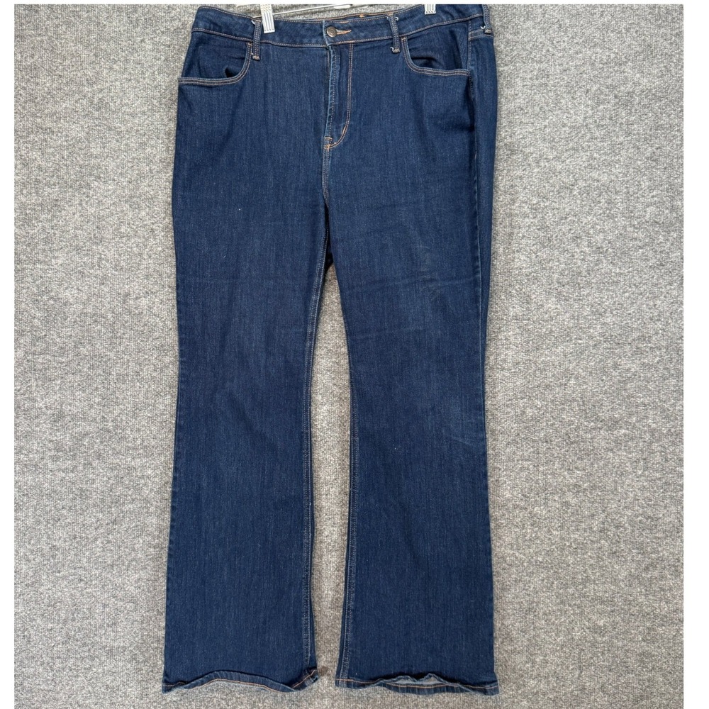 Old Navy Flare Jeans Women 16 Dark Blue High Rise Stretch Denim Trousers Classic